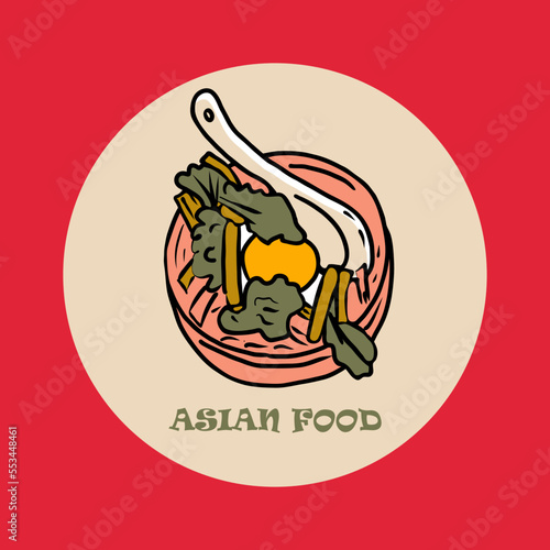 Vector Panasian food banner. Hand drawn asian food illustration.