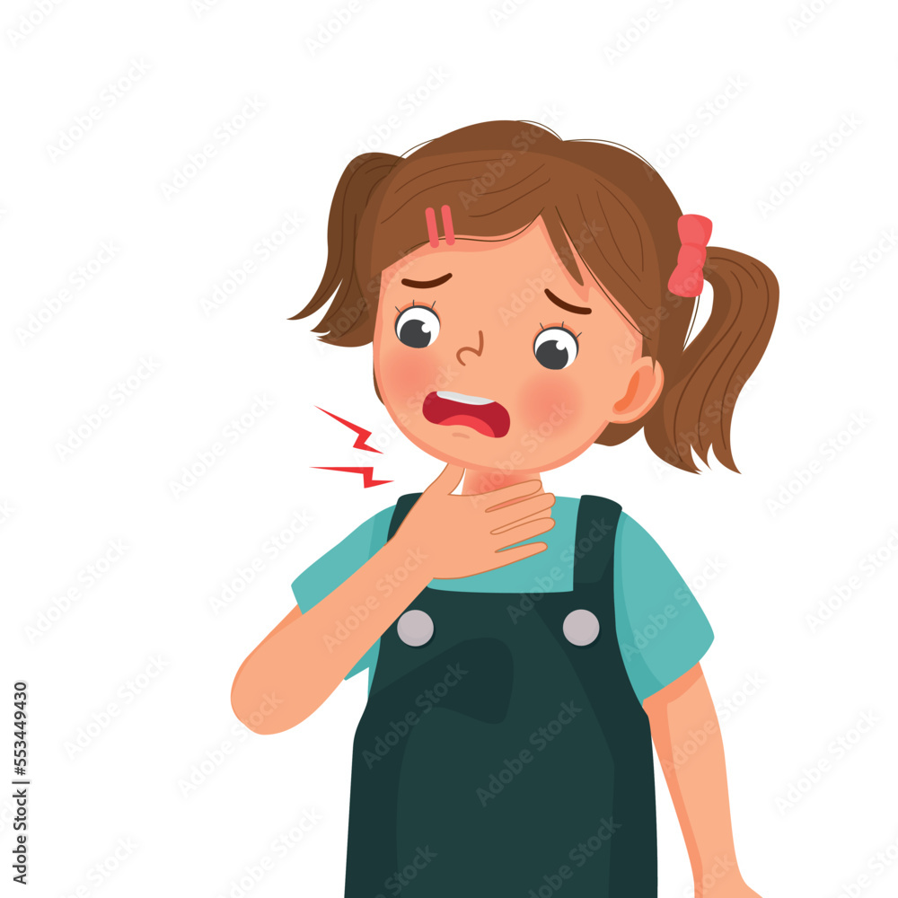 cute little girl suffering from sore throat touching her painful and swelling neck as symptoms of flu and allergy
cute little girl suffering from sore throat touching her painful and swelling neck as symptoms of flu and allergy
