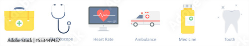 medical kit, stethoscope, heart rate