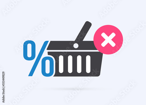 Shopping cart abandonment rate software concept icon. Ecommerce metrics - sales conversion rate with shopping cart, business icon concept Isolated on white background