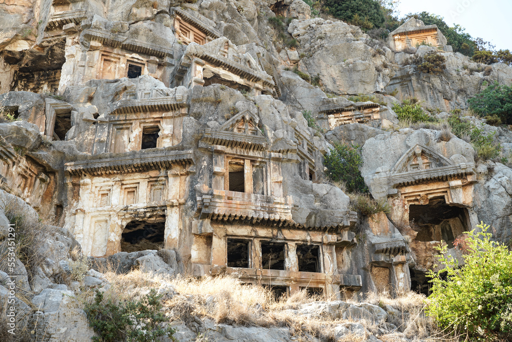 Rock Tombs in Myra Ancient City in Demre, Antalya, Turkiye Rock Tombs in Myra Ancient City in Demre, Antalya, Turkiye