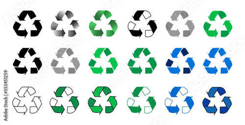 icon set of garbage recycling symbol of different shapes eps10