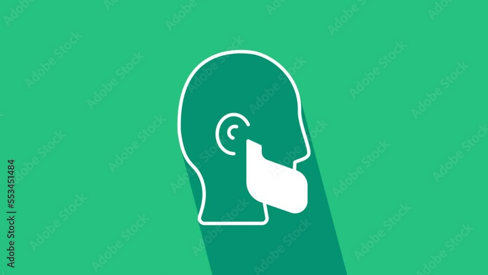 White Mustache and beard icon isolated on green background. Barbershop symbol. Facial hair style. 4K Video motion graphic animation White Mustache and beard icon isolated on green background. Barbershop symbol. Facial hair style. 4K Video motion graphic animation