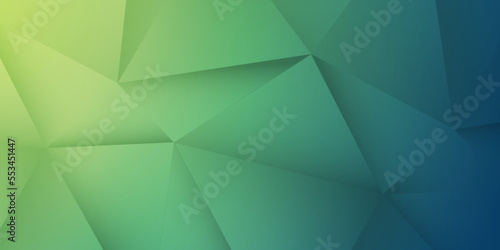 Green and Blue 3D Glowing Triangles, Modern Style Glowing Geometric Shapes Pattern, Abstract Futuristic Creative Vector Background, Texture Design, Vector Template
