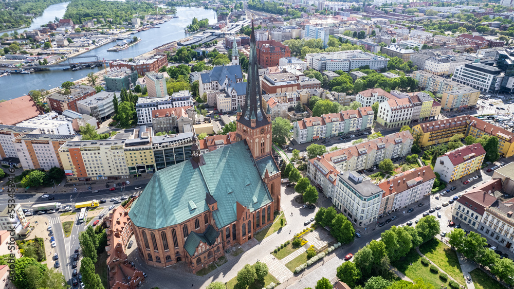 Fototapeta premium Szczecin - the old town from the bird's eye view.