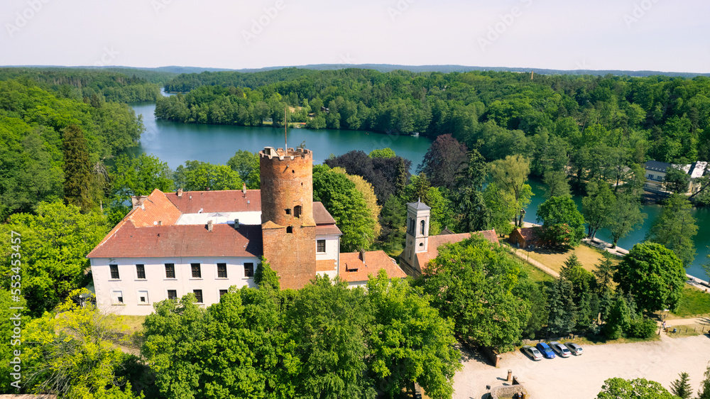 Scenic view of beautiful historical landscape. Travel concept, Łagów in Poland