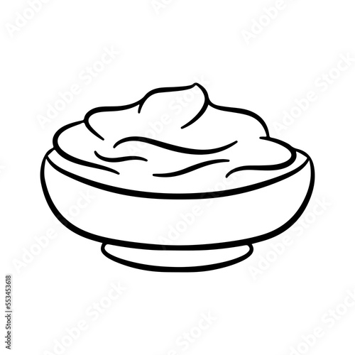 Contour sour cream on plate