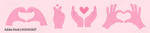 Heart shapes with hand gestures. Valentine day and expressions of love with two hands. Love message with hand gestures.