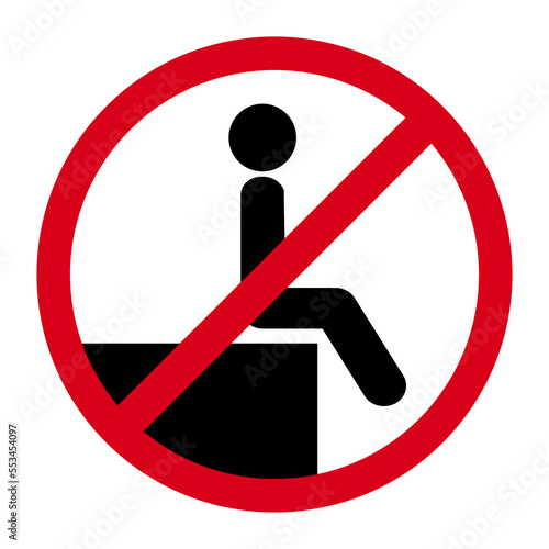 Please do not sit here, red round sign on white background