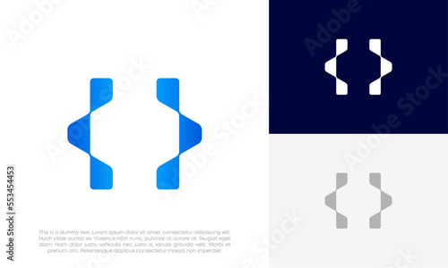 Programming coding, code simple logo design vector