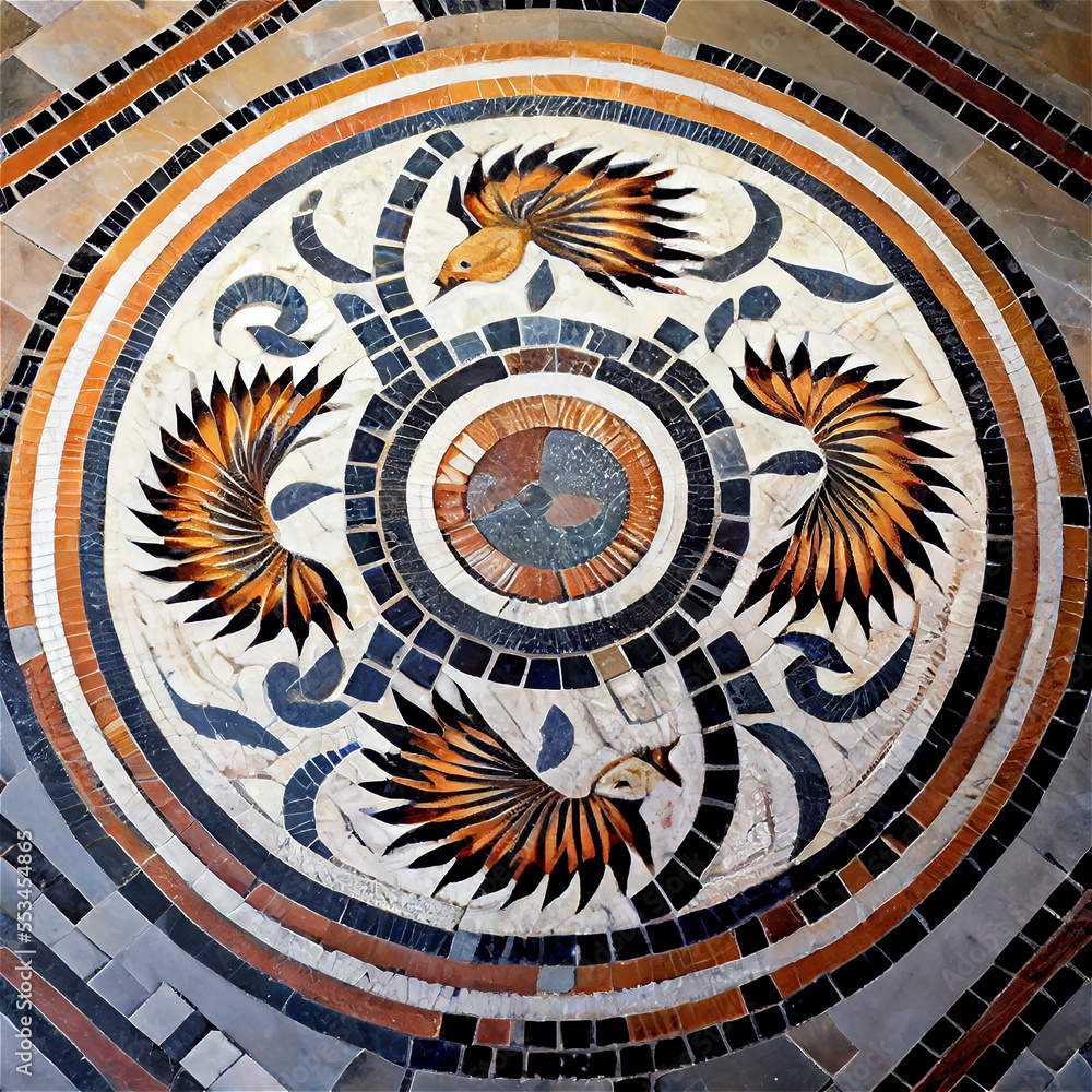 ancient marble roman style mosaic ideal for backgrounds and textures