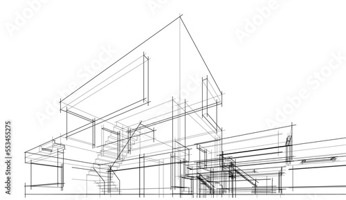 architectural sketch of a house