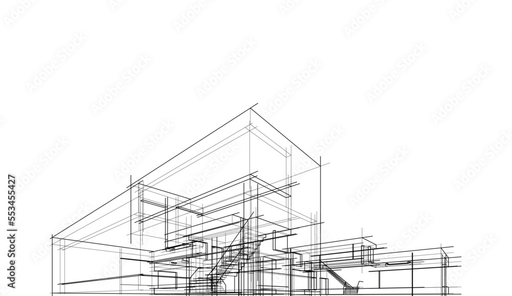 architectural sketch of a house