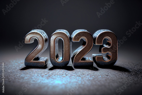 new year 2023 glitter numbers, isolated, empty background