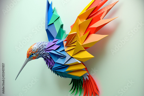 Wallpaper Mural rainbow origami bird isolated on a pale green background Torontodigital.ca