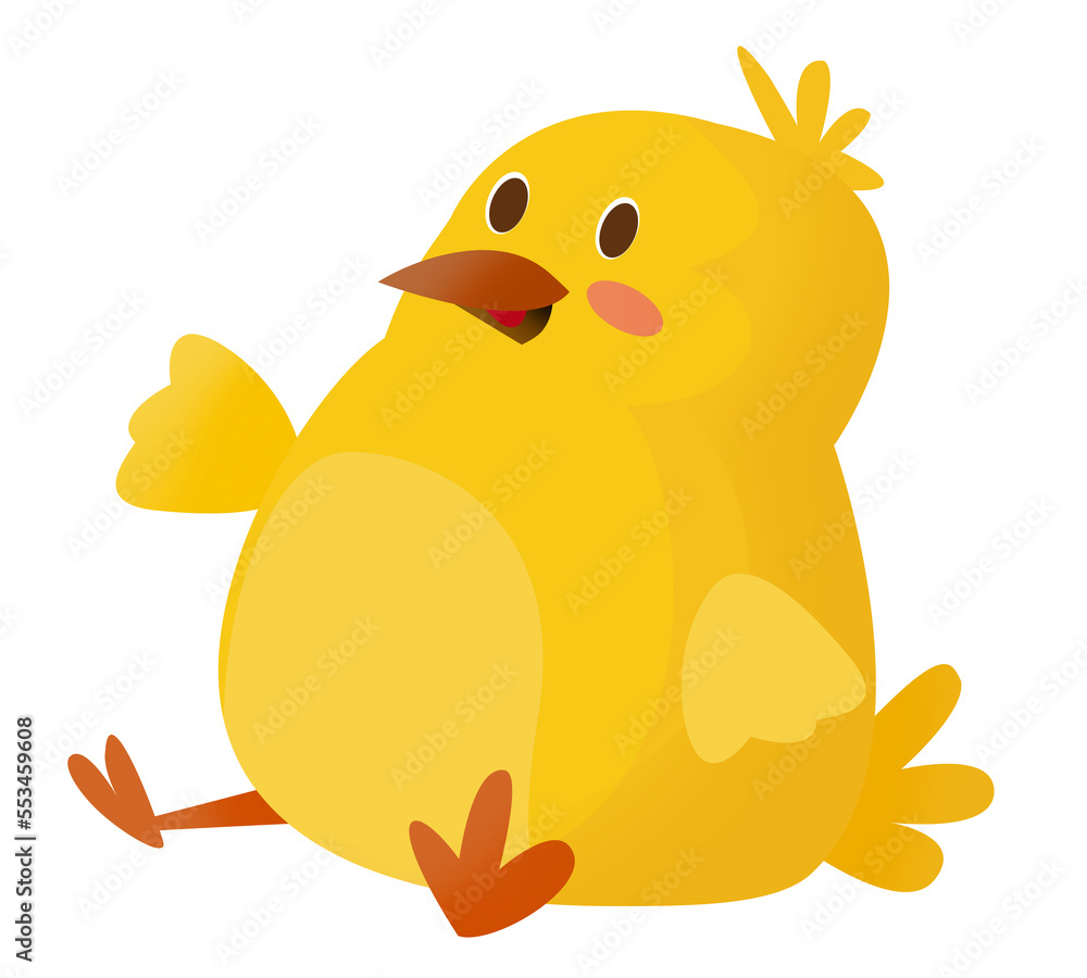 Cartoon happy chicken sitting isolated illustration Cartoon happy chicken sitting isolated illustration