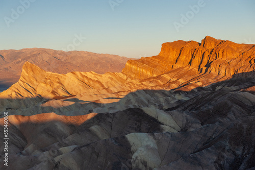 Zabriski point is one of the most colourful spots in Death Valley national park  in particular during sunrise  as depicted in this image.