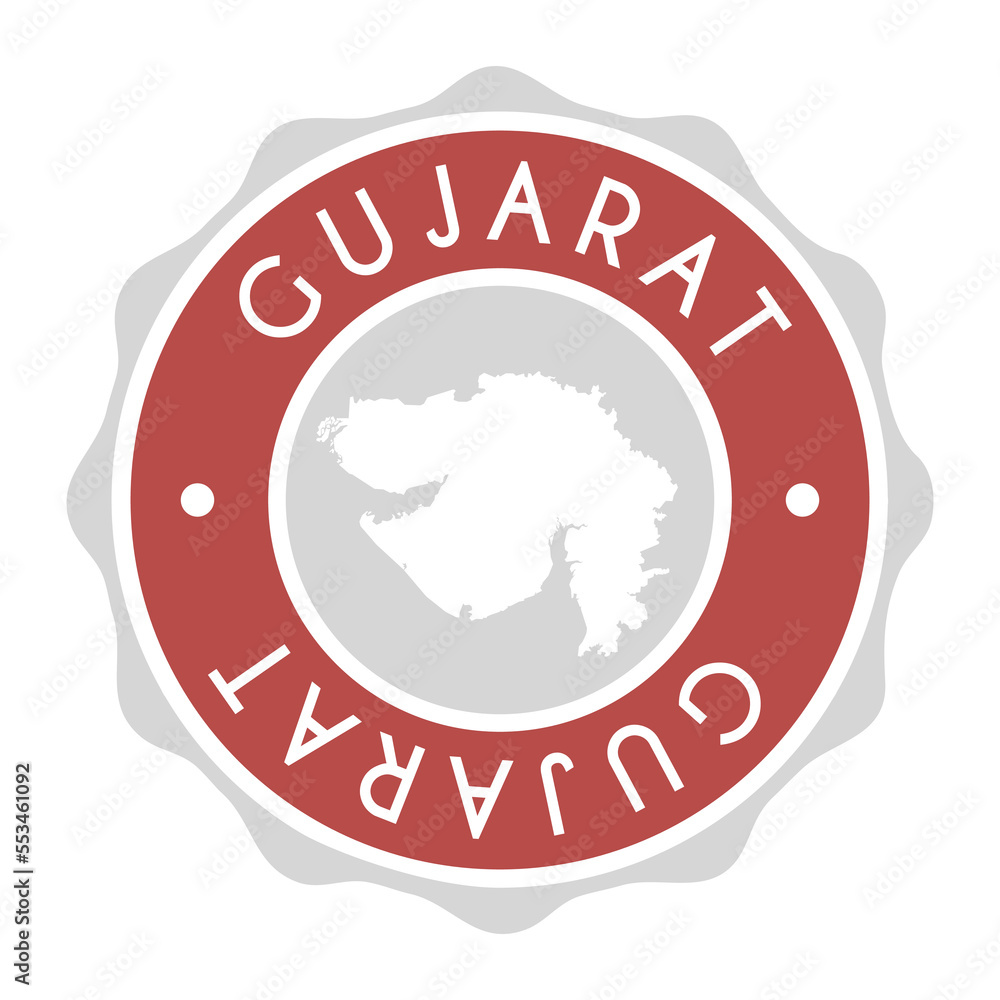 Vecteur Stock Gujarat, India Badge Map Vector Seal Vector Sign