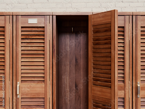 Vintage Wooden Lockers And Open Door
