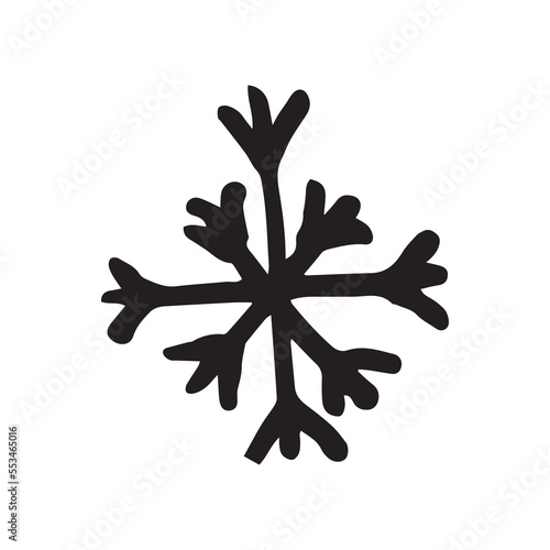 Doodle Illustration of a snowflake on white background
