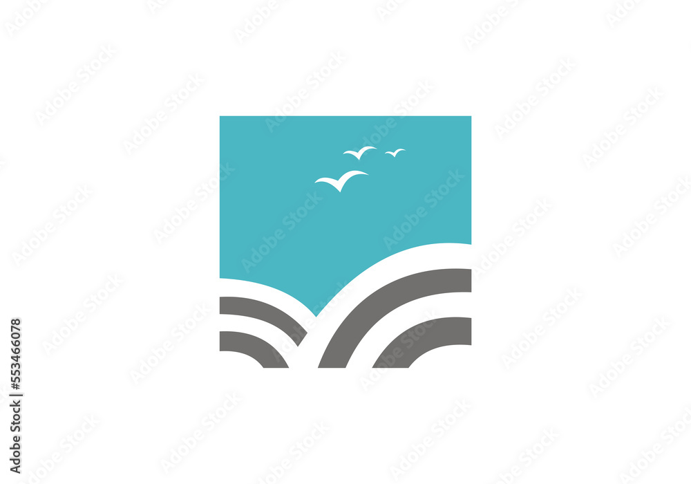 bird lake logo company icon business logo background illustration bird lake logo company icon business logo background illustration