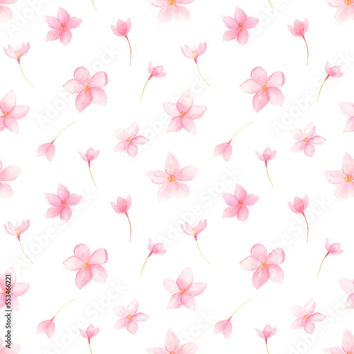 Cherry blossom watercolor floral seamless pattern. Sakura watercolor digital background. Perfect for fabric, covers. Spring floral digital paper. 