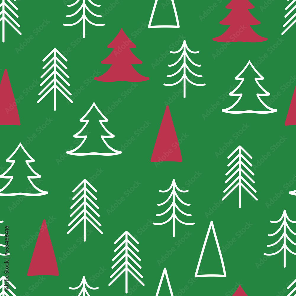 Obraz premium Vector Christmas trees seamless pattern background. Perfect for fabric, scrapbooking, wallpaper projects.