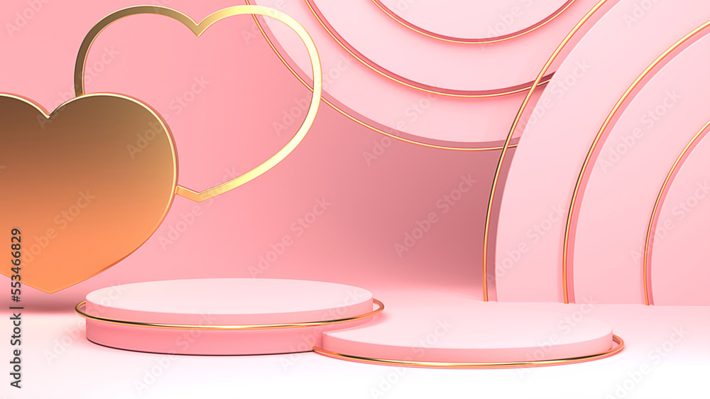Minimal heart shapes background mock up podium Minimal heart shapes background mock up podium