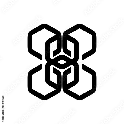 abstract hexagon art logo vector design in black and white colors