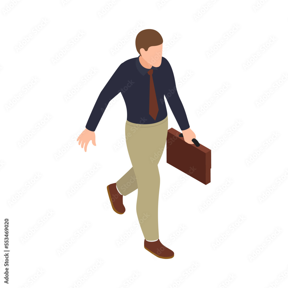 Walking Businessman Isometric Composition Walking Businessman Isometric Composition