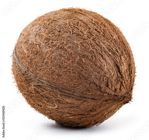 Coconut isolated. Coconutson white background. Whole coconut. Full depth of field.