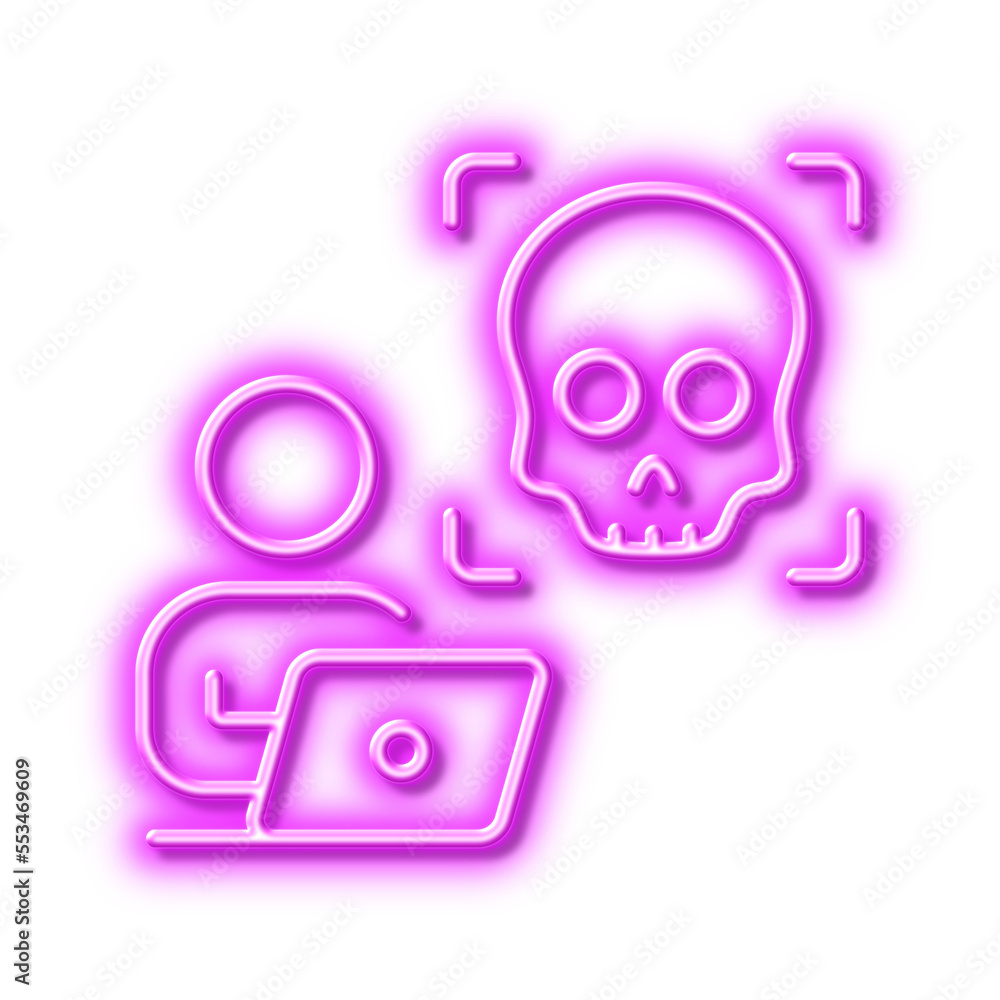 Cyber attack line icon. Ransomware threat sign. Neon light effect outline icon. Cyber attack line icon. Ransomware threat sign. Neon light effect outline icon.