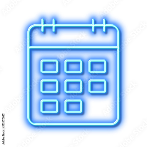 Calendar line icon. Event reminder sign. Neon light effect outline icon.