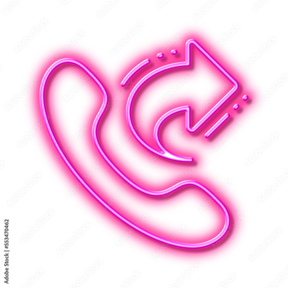 Call center service line icon. Share phone call sign. Neon light effect outline icon. Call center service line icon. Share phone call sign. Neon light effect outline icon.