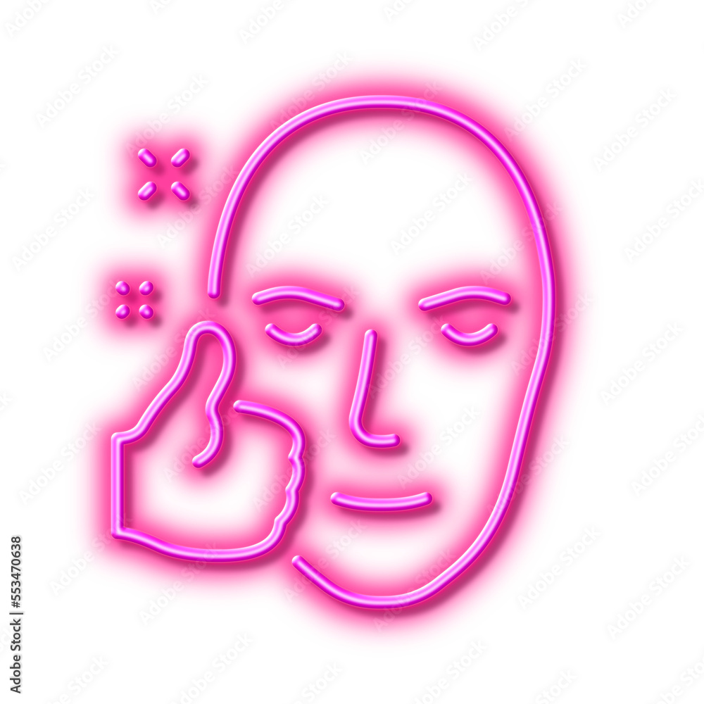 Healthy face skin line icon. Good care sign. Neon light effect outline icon. Healthy face skin line icon. Good care sign. Neon light effect outline icon.