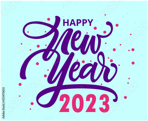 Happy New Year 2023 Holiday Illustration Vector Abstract Purple And Pink With Cyan Background