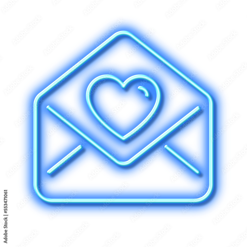 Love letter line icon. Heart mail sign. Neon light effect outline icon. Love letter line icon. Heart mail sign. Neon light effect outline icon.