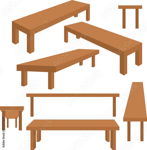 set of wooden Table in multi poses