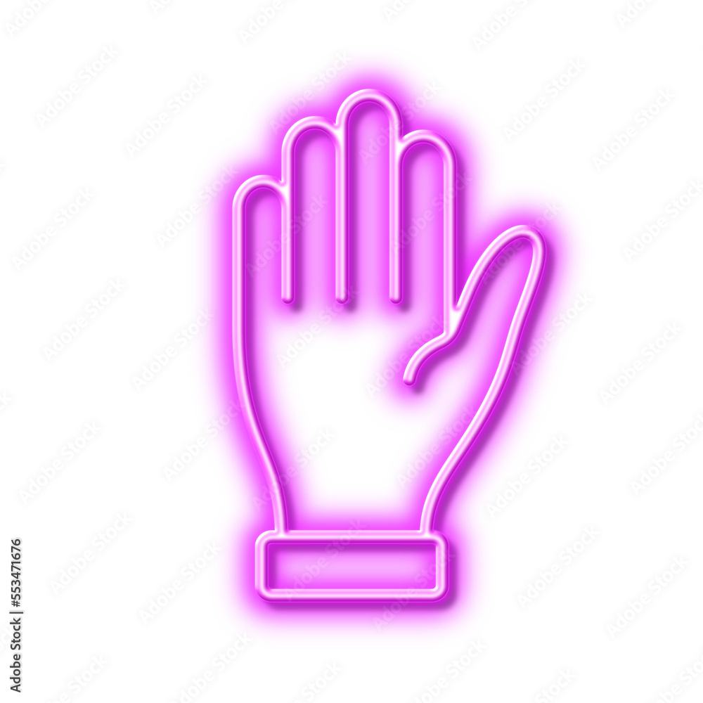 Hand line icon. Wave palm sign. Neon light effect outline icon. Hand line icon. Wave palm sign. Neon light effect outline icon.