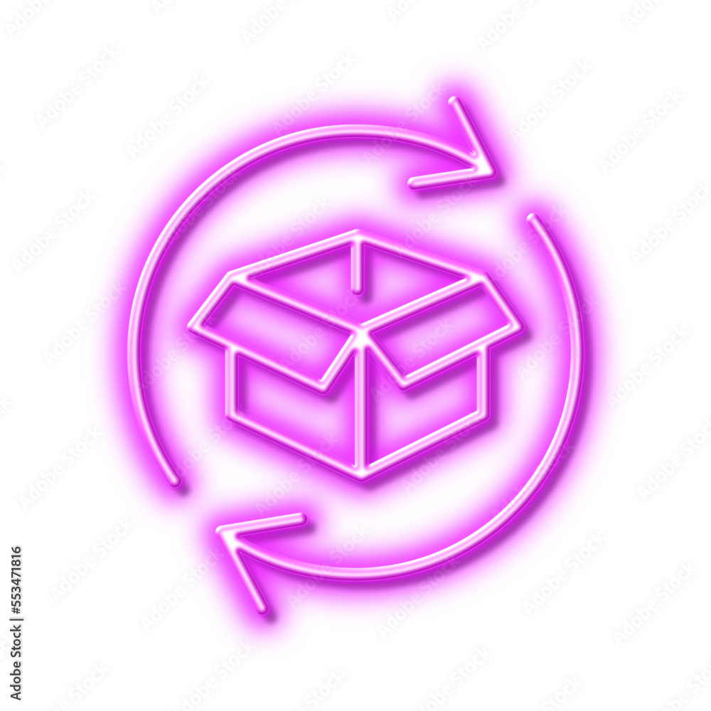 Exchange of goods line icon. Return parcel sign. Neon light effect outline icon. Exchange of goods line icon. Return parcel sign. Neon light effect outline icon.