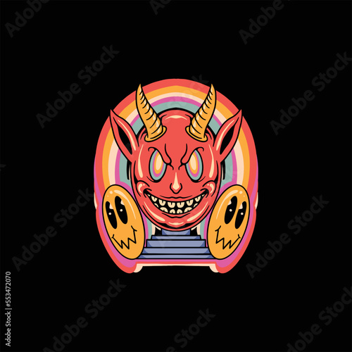 trippy devil illustration vector design