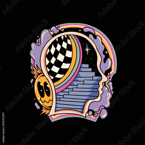 weird trippy illustration vector design