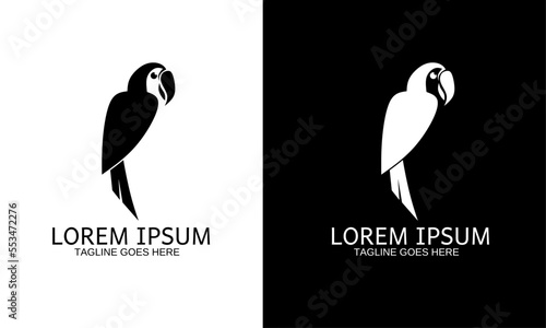 simple parrot logo template in black and white