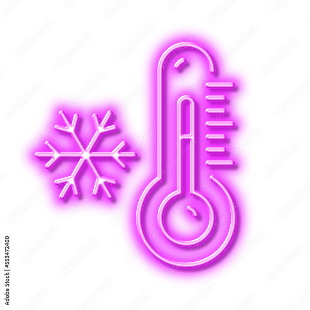 Low thermometer line icon. Temperature diagnostic sign. Neon light effect outline icon. Low thermometer line icon. Temperature diagnostic sign. Neon light effect outline icon.