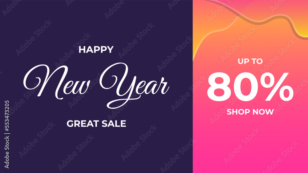 NEW YEAR GREAT SALE BANNER DESIGN. SUITABLE TO USE ON NEW YEAR EVENT