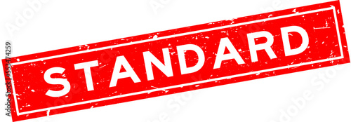Grunge red standard word square rubber seal stamp on white background