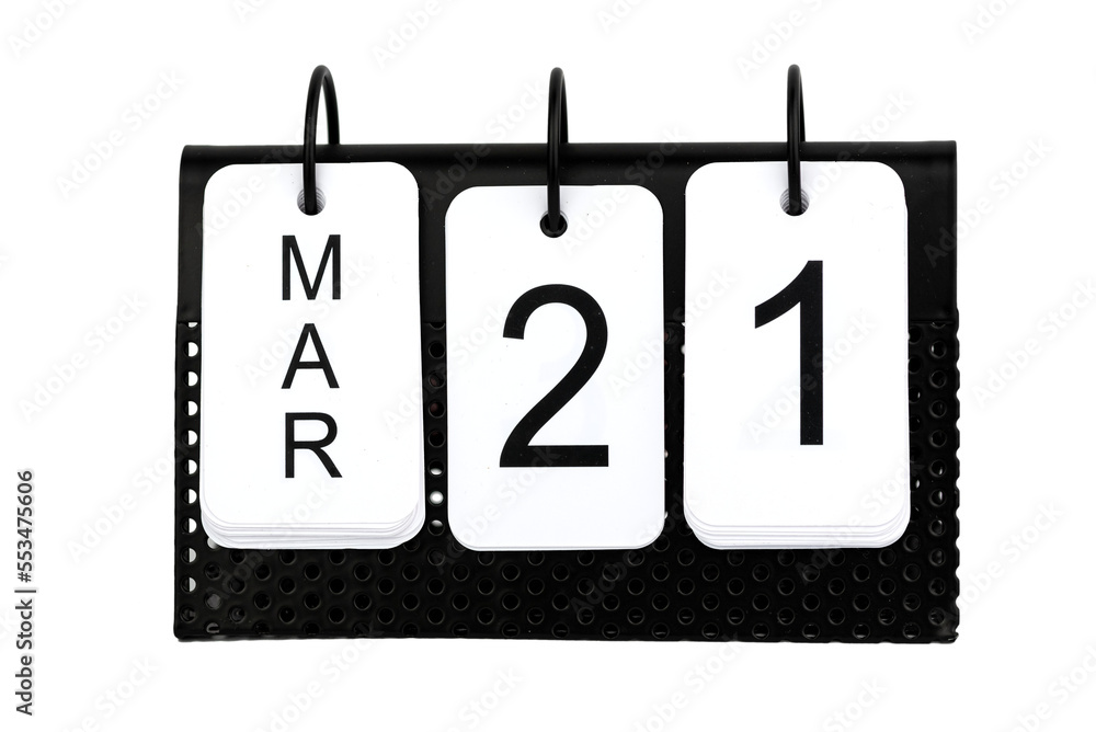 21st of March - date on the metal calendar