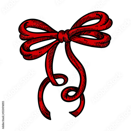 Beautiful hand drawn ribbon decorative bow vector illustration