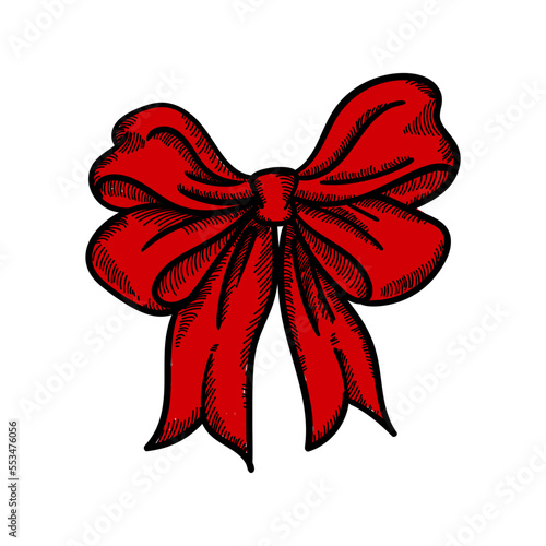 Beautiful hand drawn ribbon decorative bow vector illustration