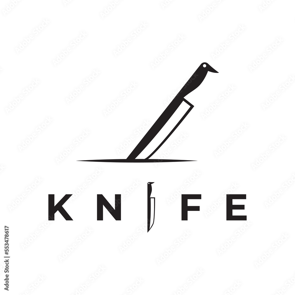Chef knife logo template design, vintage butcher knife.Logo for